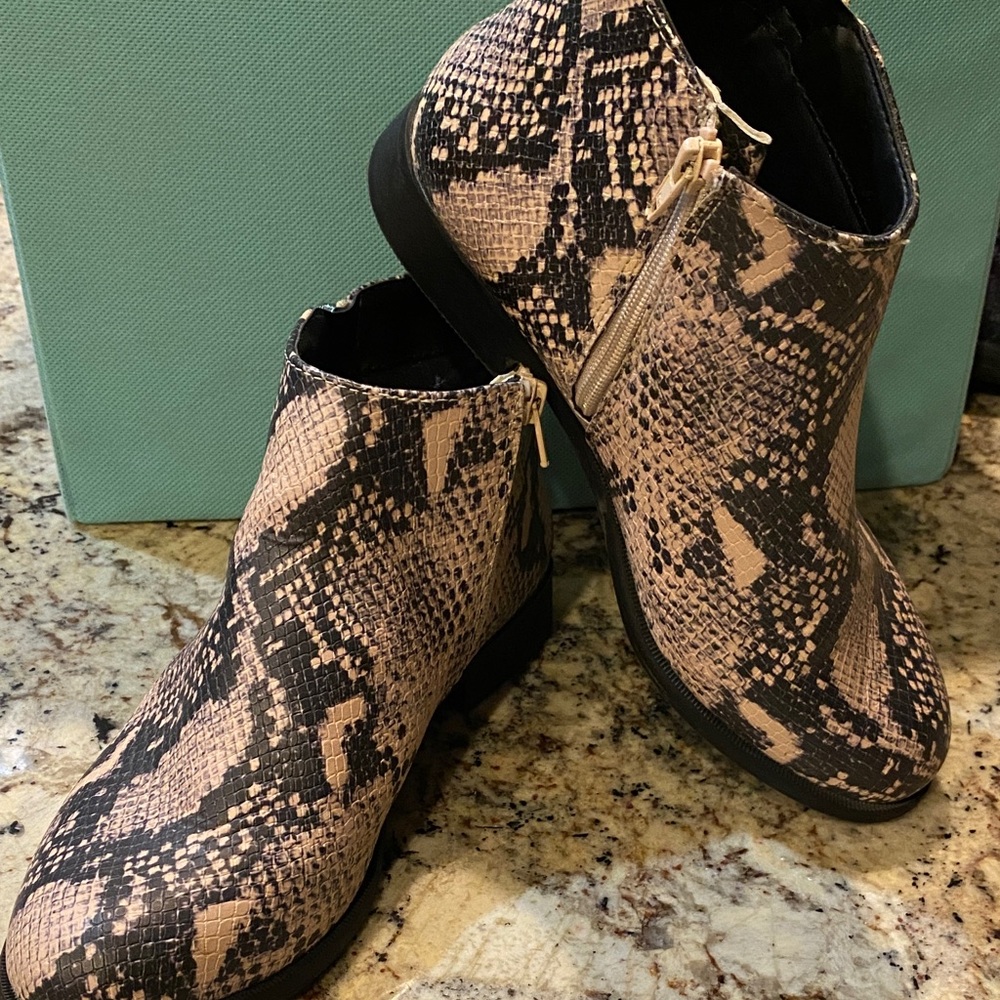 Snake Print Ankle Boots